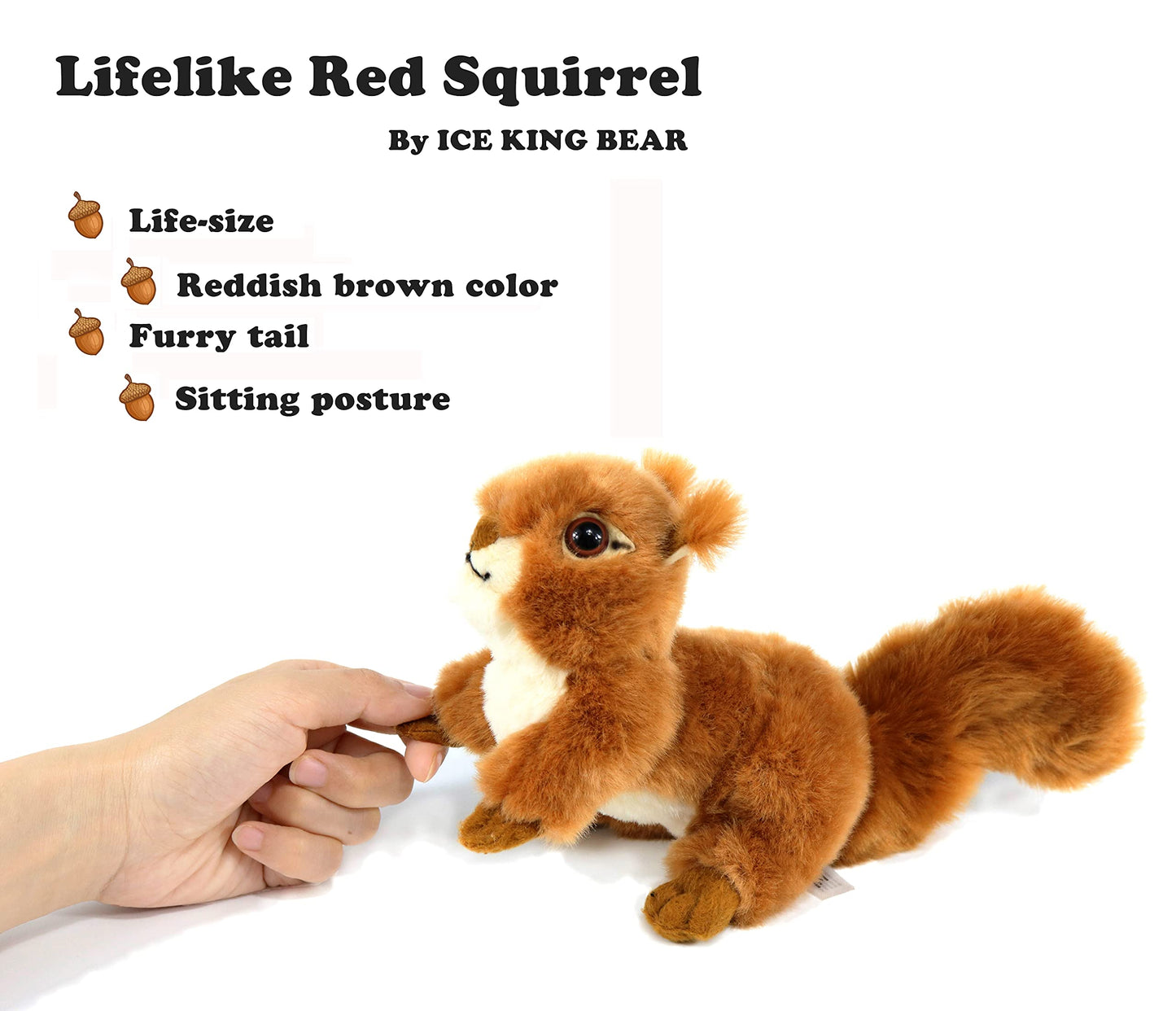 Ice King Bear Plush Toy - Realistic Red Squirrel - 6 Inches - Brown