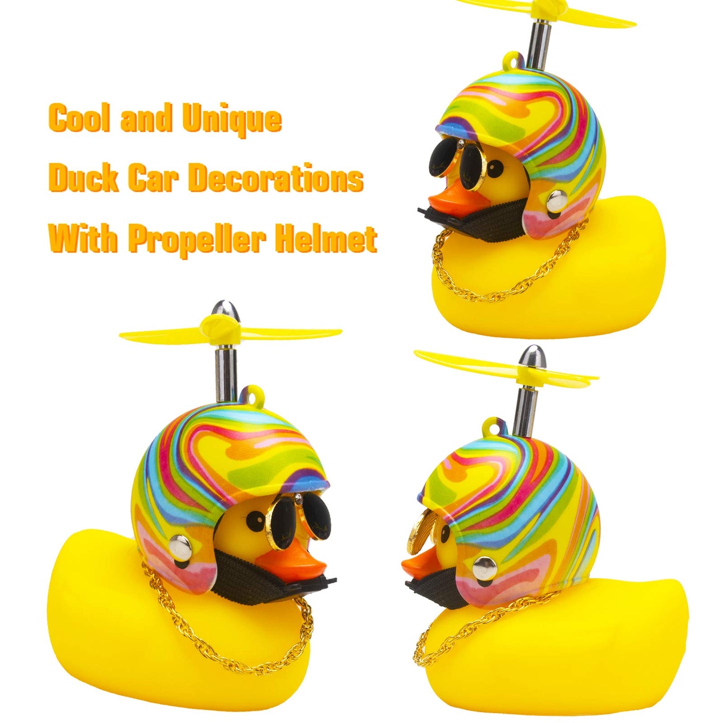 Wonuu Rubber Duck Car Decorations Cute Yellow Duck Car Dashboard Ornaments With Propeller