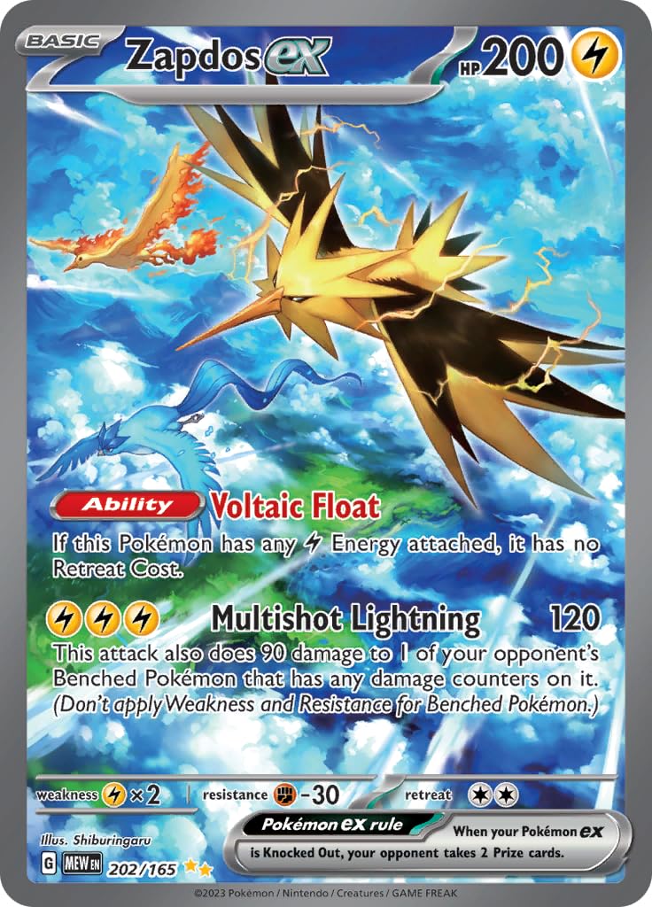 Pokemon - Zapdos ex 202/165 - Pokemon 151 - Special Illustration Rare - Single Card