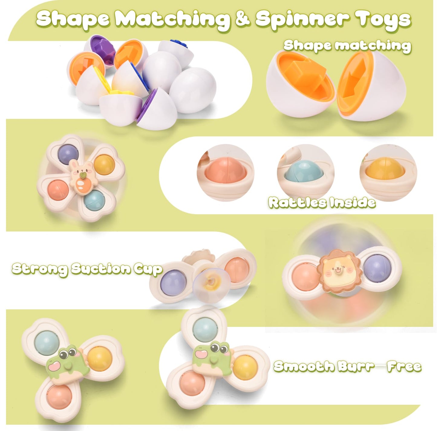Montessori Toys For 1 Year Old,Baby Toys 6-12 Months,Stacking Building Blocks & Soft Infant Teething Toys & Matching Eggs For To