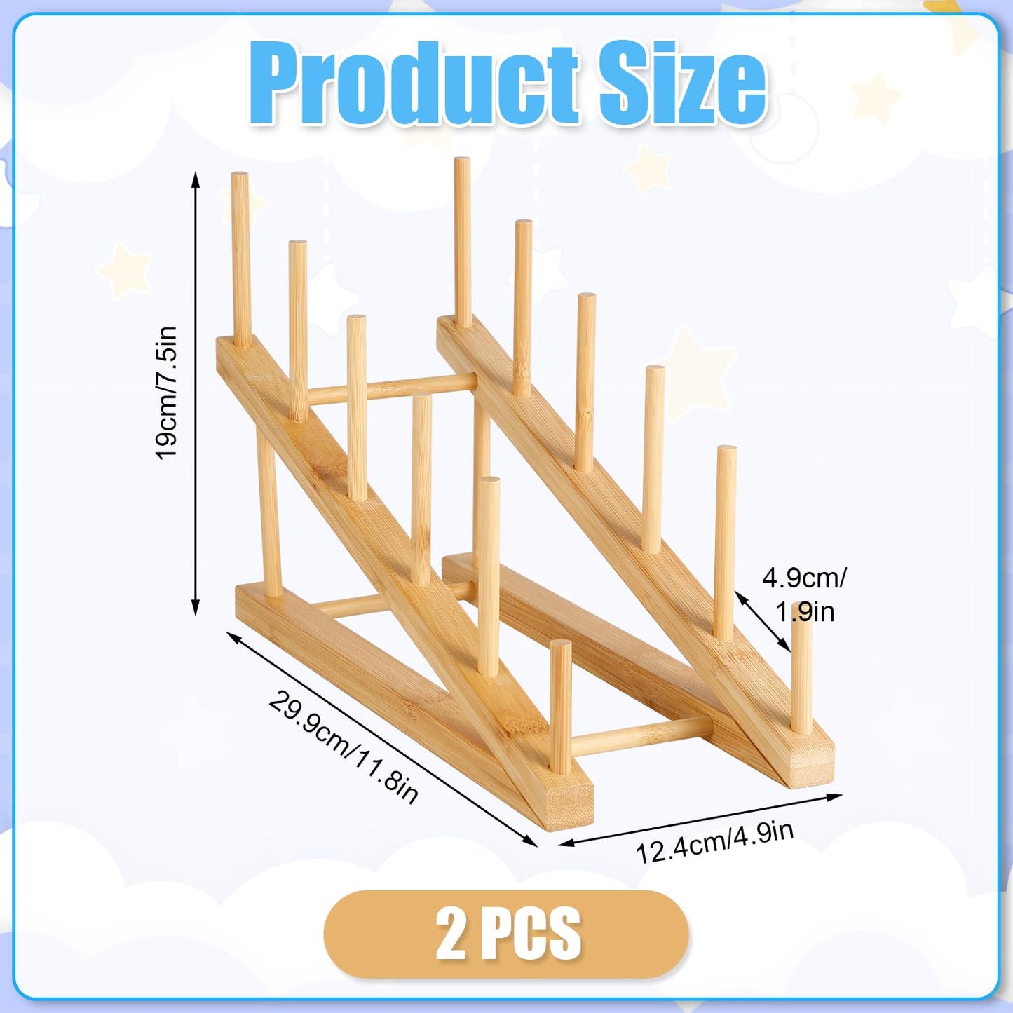 PEUTIER 2pcs Sky-blue Wooden Puzzle Storage Rack, 11.8x4.9x7.5in Non-Skidding Display Stand for Puzzle & Book Organizing