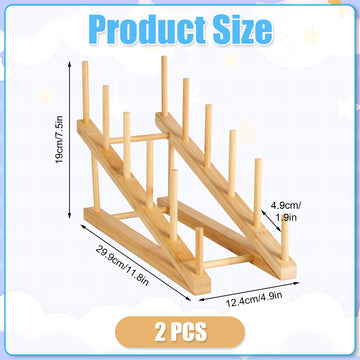 PEUTIER 2pcs Sky-blue Wooden Puzzle Storage Rack, 11.8x4.9x7.5in Non-Skidding Display Stand for Puzzle & Book Organizing