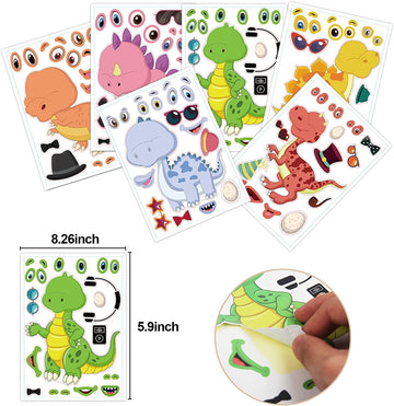 24 Pieces Make Your Own Dinosaur Stickers Make A Face Stickers For Kids Toddlers With Dinosaur System Diy Craft Stickers Kids Pa