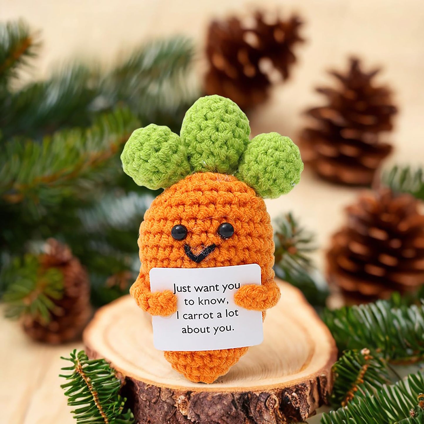 Mmnhjhut Funny Mini Positive Potato,3 Inch Positive Crochet Carrot Toy,Soft Wool Knitting Toy With Positive Card For Friends, Pa