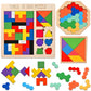 Wooderma 3 Pack Wooden Blocks Puzzles, 3-In-1 Russian Blocks, Octagon Puzzle, Tangrams Puzzles, Brain Teasers Toy Logic Game, Mo