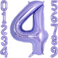 Purple Number 4 Balloon 40 Inch, Big Large Foil Helium Number Balloons, Giant Mylar Number 4 Balloons For 4 Year Old Birthday An