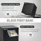 Adults Piggy Bank Must Break To Open, Unbreakable Stainless Steel Piggy Bank For Adults, Metal Savings Box For Cash Saving (Blac