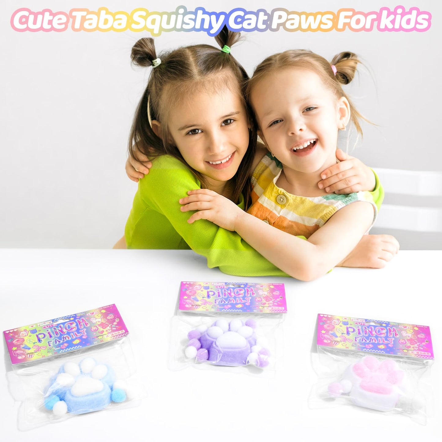 3Pcs Taba Squishy Squeeze Cat Paw Toys, Fufu Sticky Cat Paw For Stress Relief, Pinch Family Opp Packaging Sensory Toys, Chuu Chr