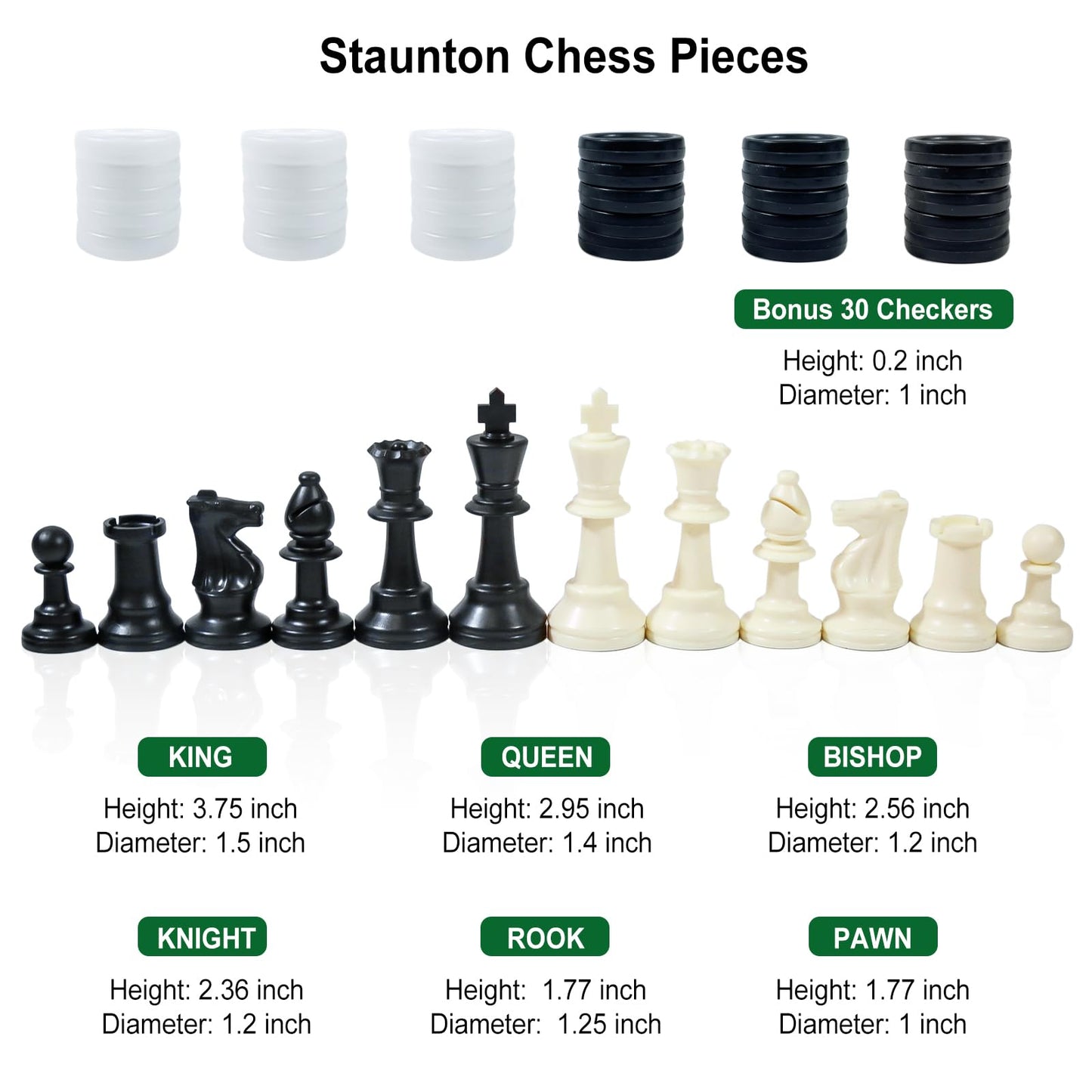 Chess Set 20'' Portable Chess & Checkers Set, Foldable Silicone Chess Game With Plastic Weighted Chess Pieces & Storage Bag, 2 I