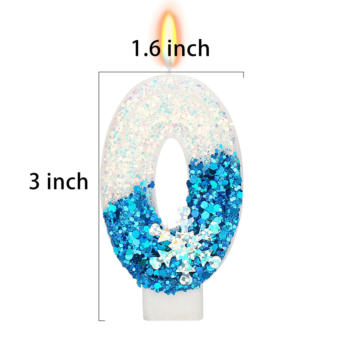 Snow Themed Birthday Candles, Birthday Candle for Party Supplies, Winter Birthday Party Supplies, 2.76 inch Number 50 Candle Cak