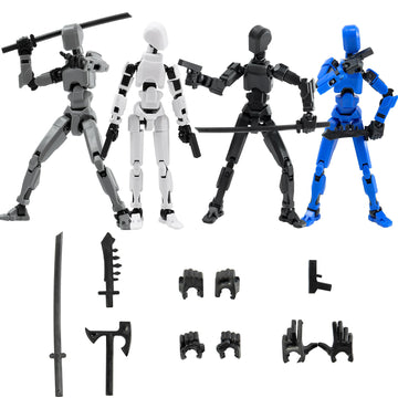 Sulliwayu 4PCS Assembled Titan T-13 Action Figures Set Lucky Dummy Nova 13 Action Figure Robot Anime Stick Figures Fidget Toys f