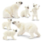 Toymany 6Pcs Polar Bear Figurines Toy With Polar Bear Cub, 2-4' Realistic Plastic Arctic Animals Figures Family Set For Christmas Educational Toys Cake Toppers Birthday Gifts For Kids