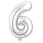 Flyloons 6 number Silver Foil Balloon 16 inch Size Birthday Decoration Items Pack of 1 | 6th Year Balloons | Six