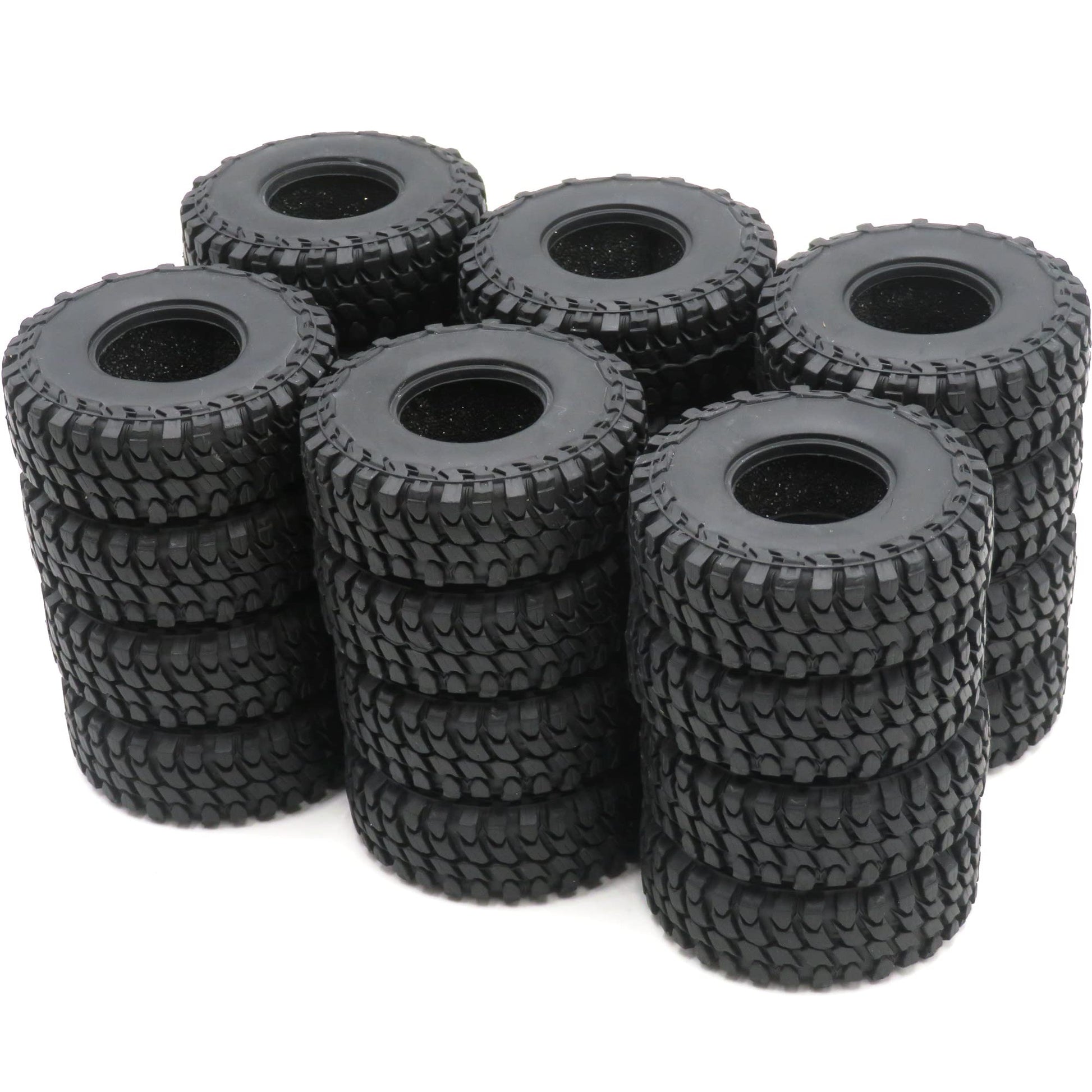 24pcs RC 1.0 Crawler Mud Tire Soft Tyre Height 55mm/2.16inch fit for 1/24 beadlock Wheels Rims