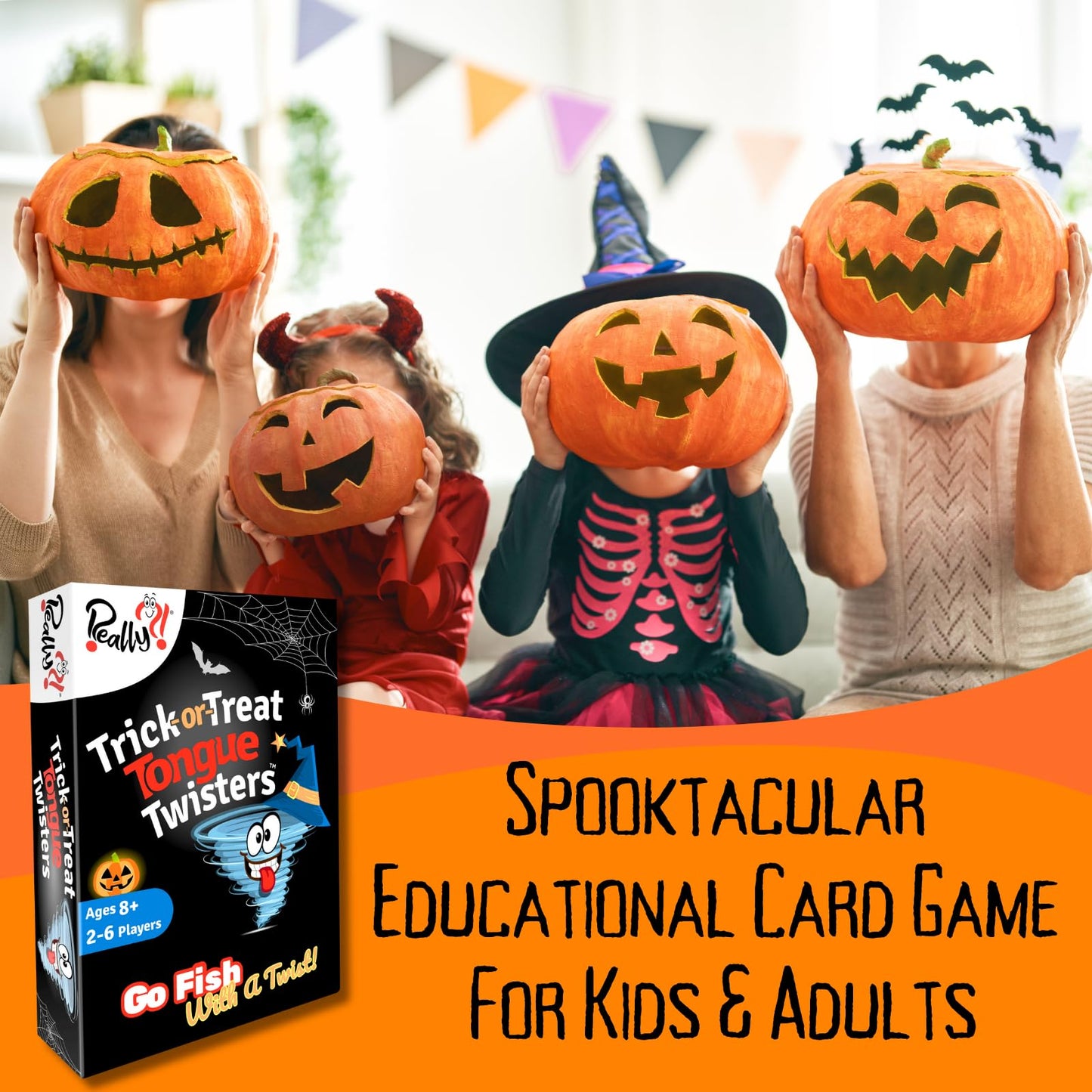 Really?! Trick Or Treat Tongue Twisters Card Game, Halloween Party Games For Kids And Adults, Fun Travel Size, Educational Famil