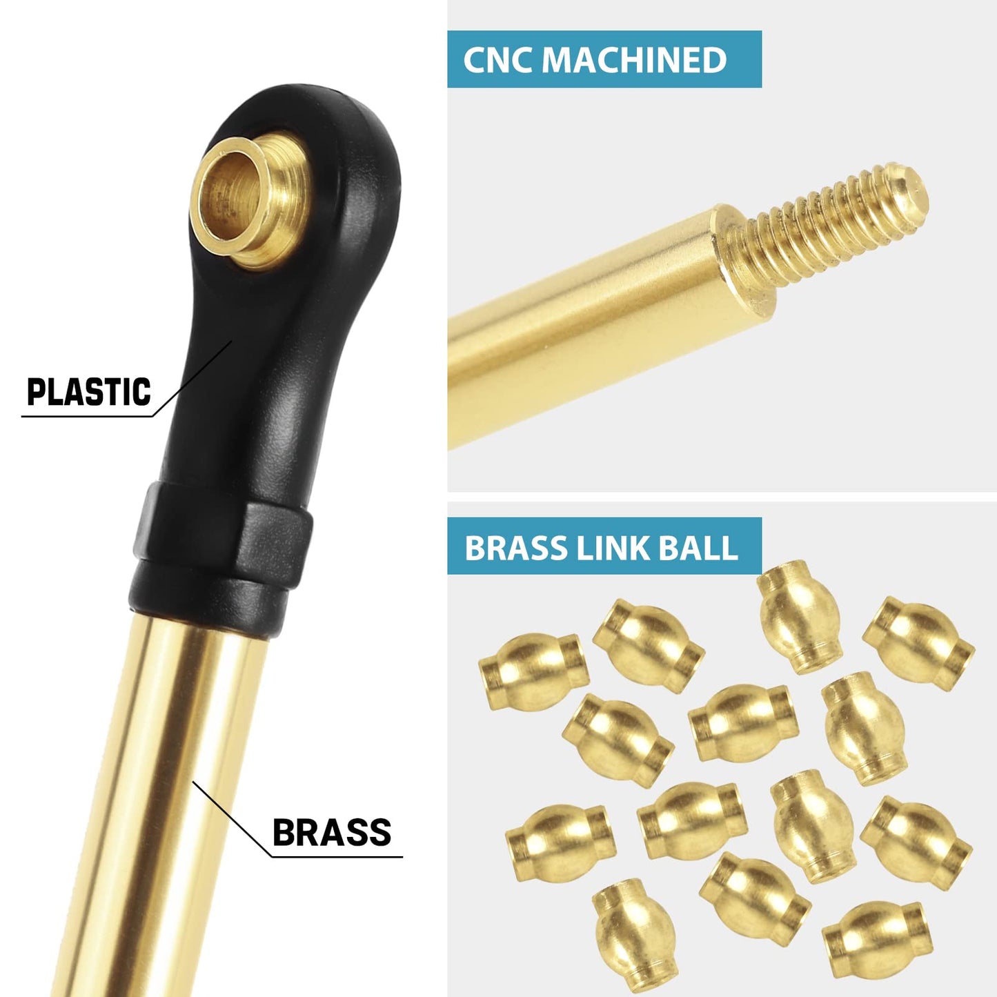 INJORA Brass High Clearance Links Set for TRX4M 1/18 RC Crawler Upgrade Parts,8PCS (4M-20)