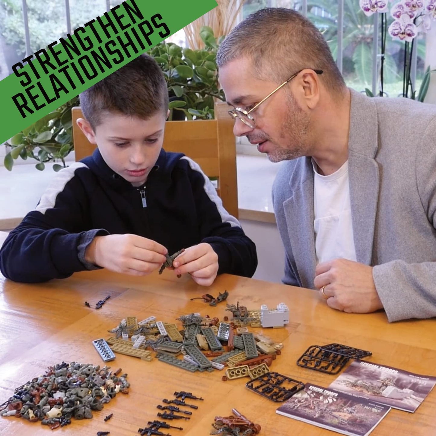 Special Forces US Military Mini Action Figures 3 Army Building Sets 9 soldiers Jungle Troopers Ghillie Suit Sniper Jungle Defence Squad Special Troops Toy10+ Kids & Parents Quality Family Time 443 Pcs