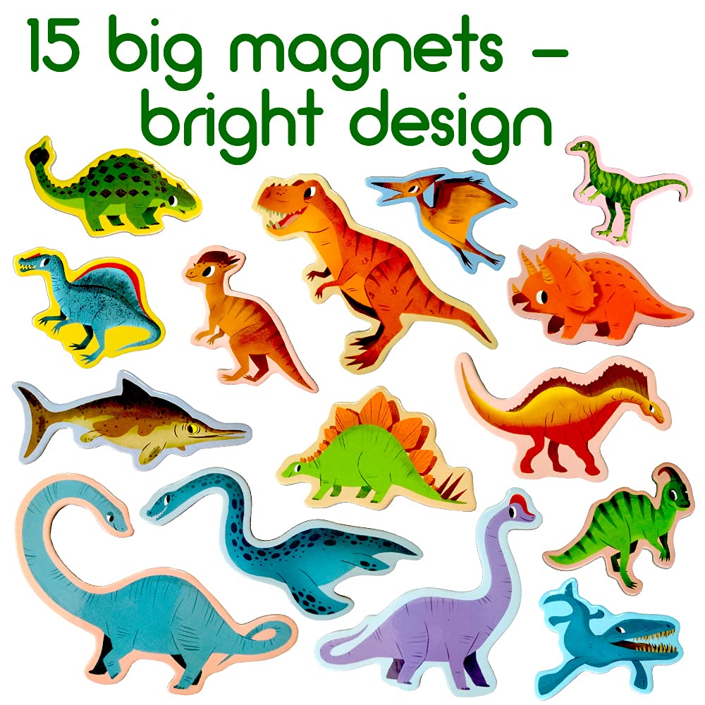 Dinosaur Magnets - Fridge Magnets For Kids -15 Large Fridge Magnets For Toddlers -Refrigerator Magnets For Kids- Baby Magnets Animal Magnets Kids Magnets - Toddler Toys Magnetic Toys Baby Toys