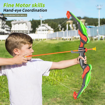 Temi 2 Pack Set Kids Archery Bow Arrow Toy Set Outdoor Hunting Play With 2 Bow 20 Suction Cup Arrows 2 Target & 2 Quiver, Led Light Up Function Toy, Outdoor Toys For Kids, Boys & Girls Ages 3-12
