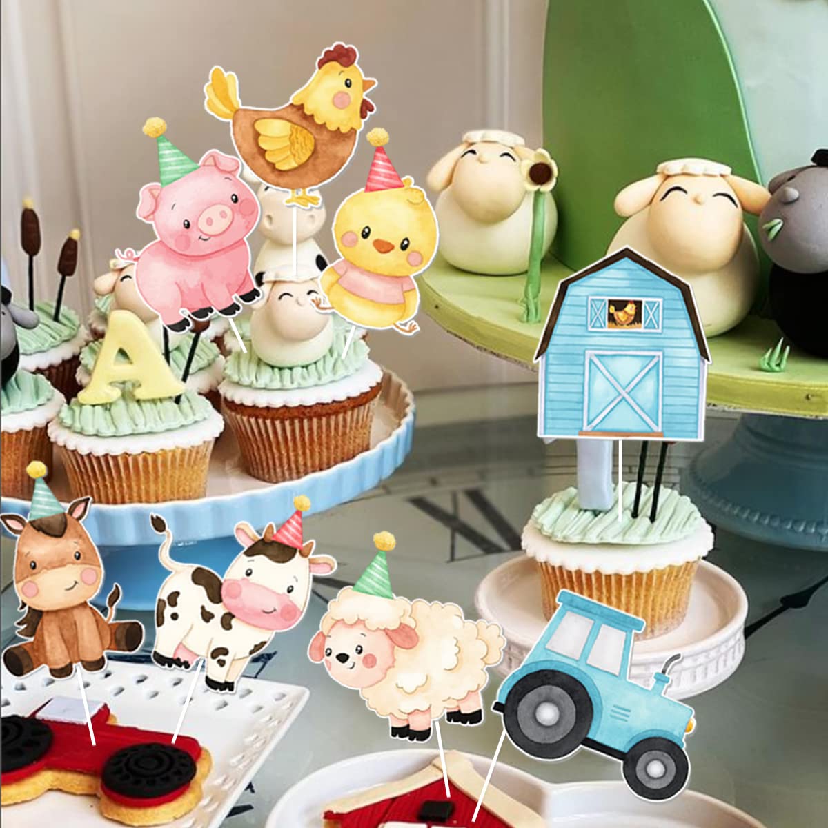 Farm Animal Centerpiece Sticks Farm Themed Birthday Party Supplies Animal Table Toppers for Boy Baby Shower 1st 2nd Barnyard Bir