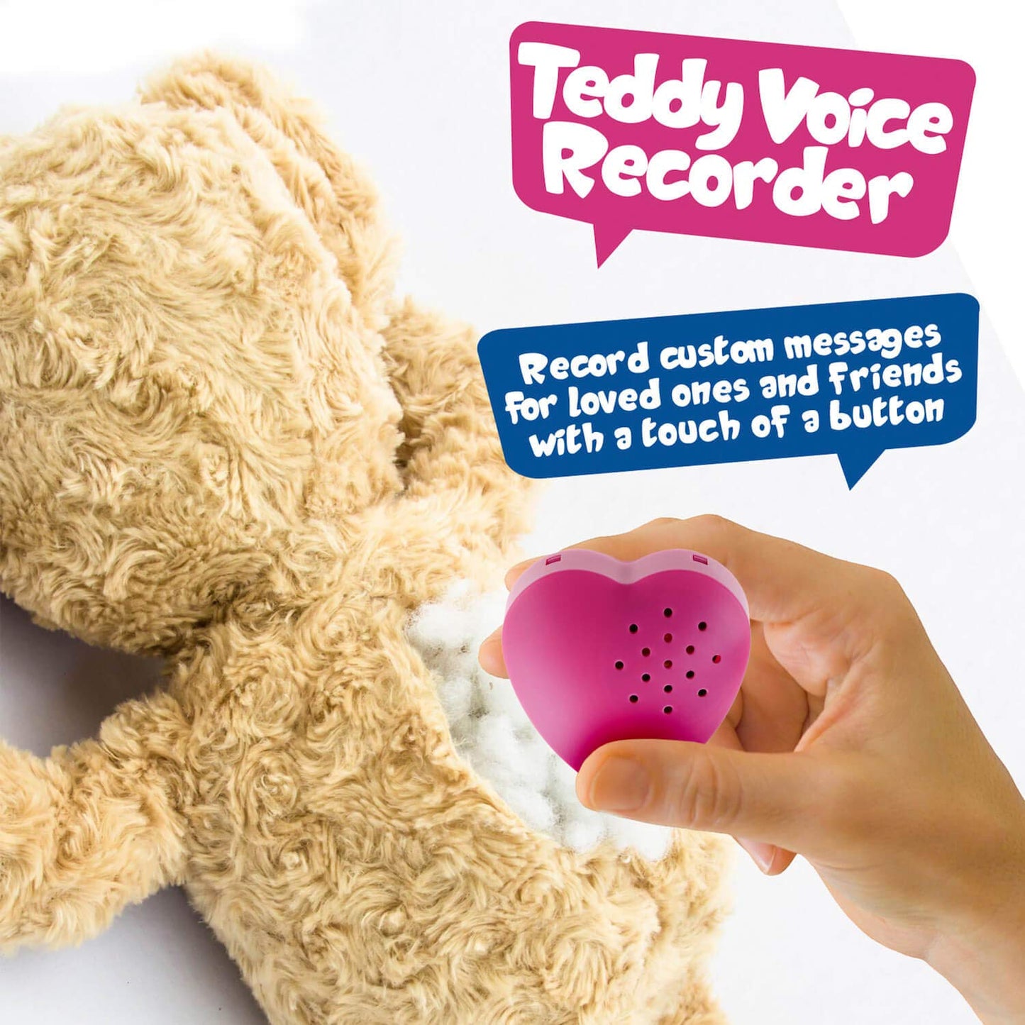 Inventiv 2 Pack Voice Sound Recorder Module for Plush Toys - Custom Messages - Pink/Blue