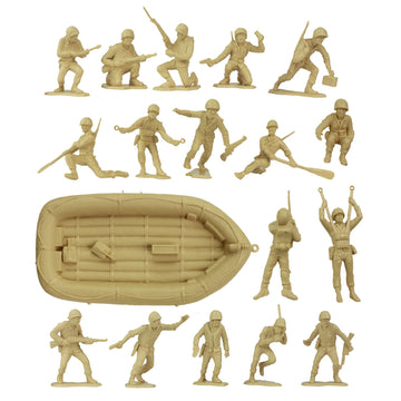 Bmc Marx Plastic Army Men Us Soldiers - Tan 31Pc Ww2 Figures - Made In Usa
