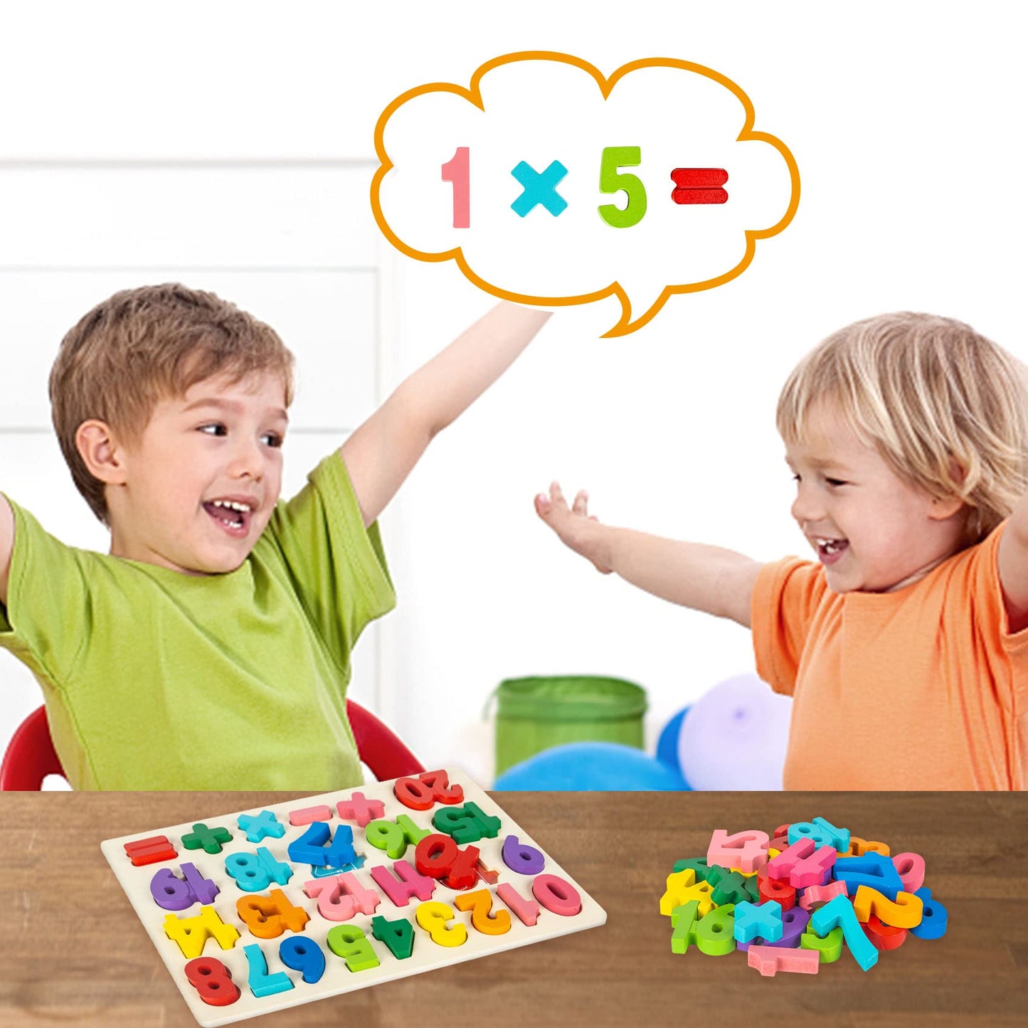 Number Puzzle Wooden Puzzles For Toddlers 1 2 3 4 5 Year Old, Shape Learning Puzzles Toys With Puzzle Board & Number Blocks, Preschool Educational For Girls Boys