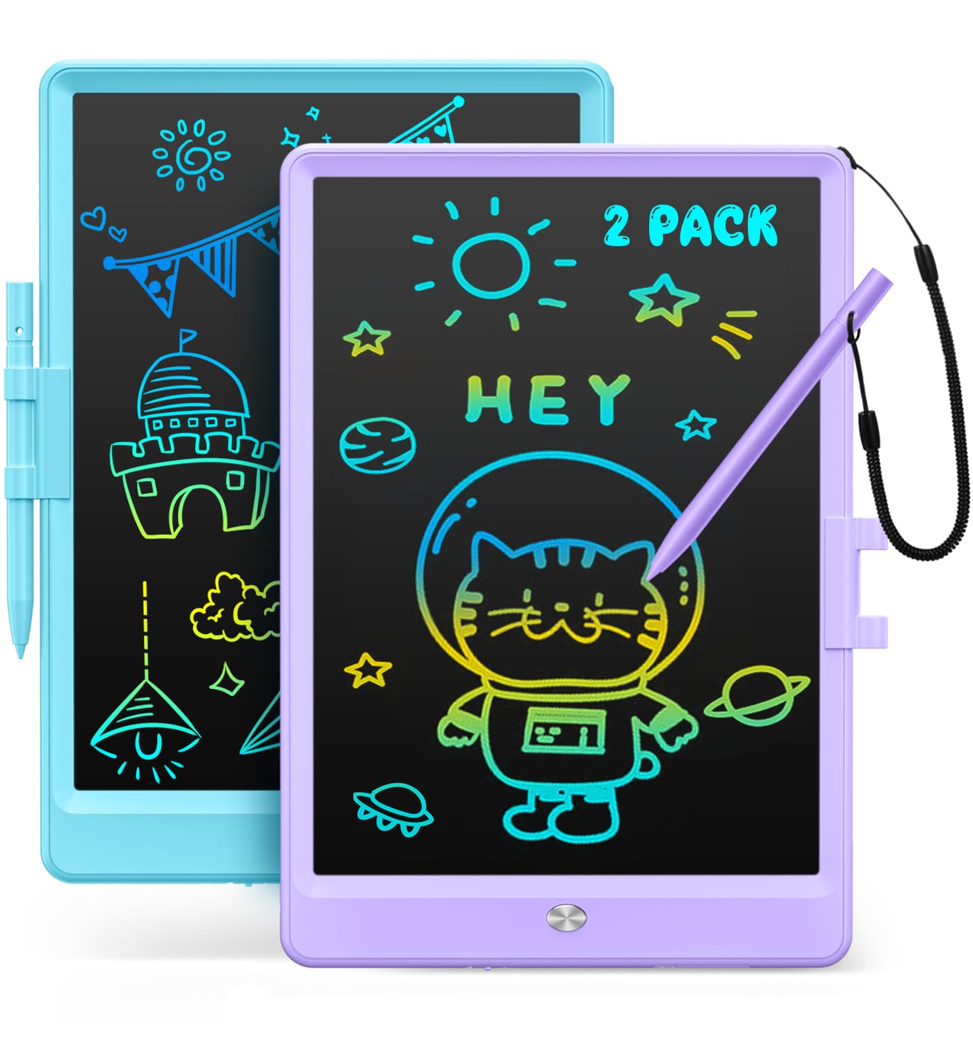 Kidopire LCD Writing Tablet, 2Pack Reusable Drawing Pad for Kids, Colorful Doodle Board Kids Drawing Tablet, Educational Toddler