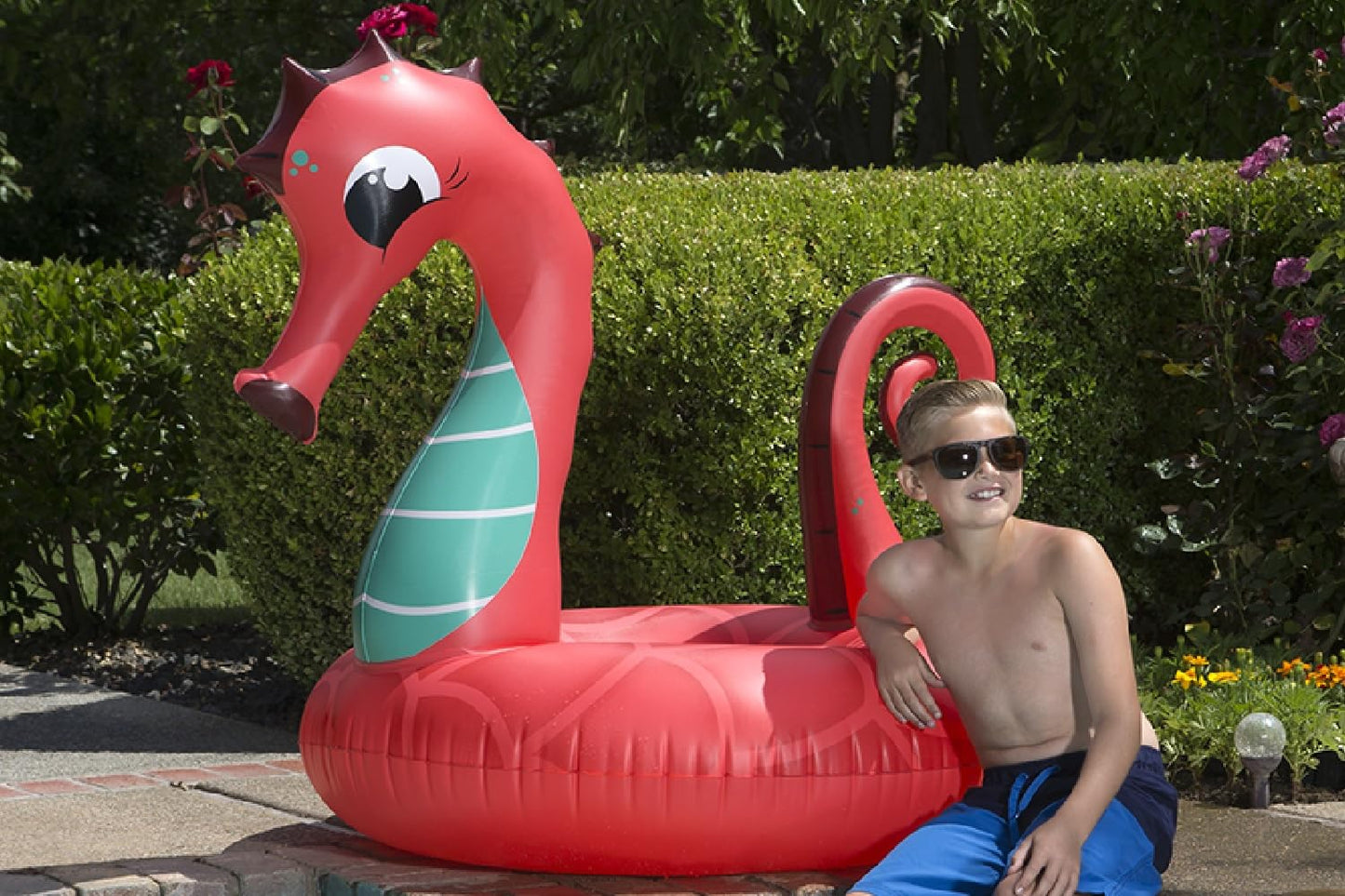 Poolmaster 48-Inch Inflatable Swimming Pool Party Float, Seahorse, Coral