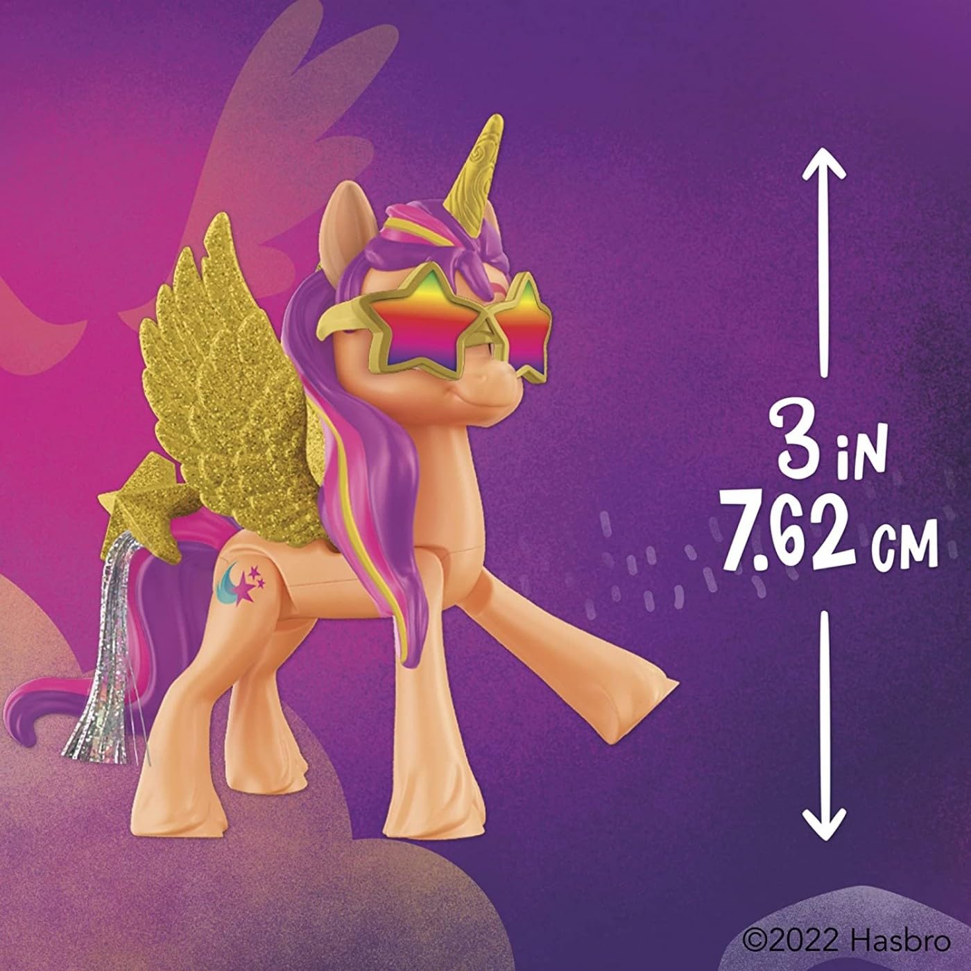 My Little Pony: A New Generation Movie Crystal Adventure Alicorn Sunny Starscout - 3-Inch Alicorn-Style Toy  Surprise Accessories  Bracelet