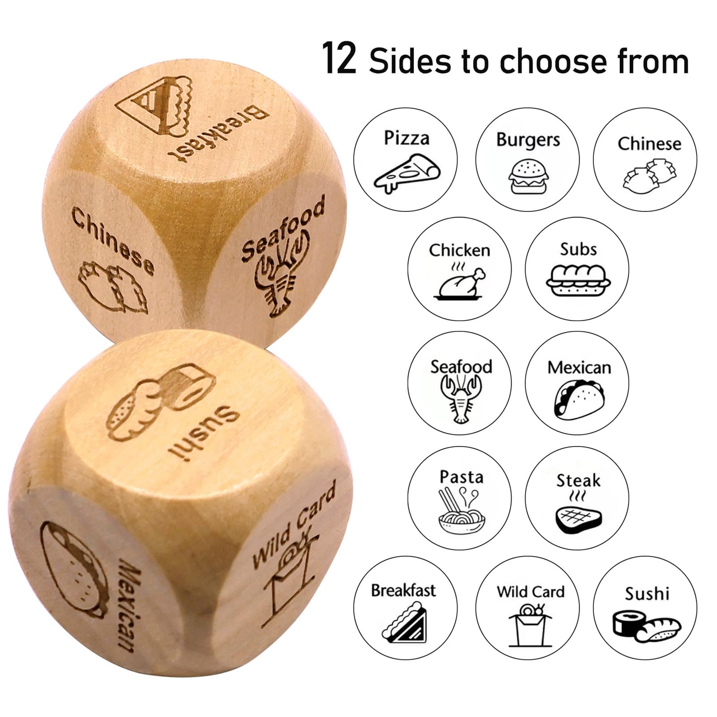 Failun Date Night Food Decision Dice With 12 Food Choices For Singles & Couples To Solve 'What To Eat' Dilemma | Ideal For Chris