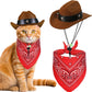 Pet Cowboy Costume, Cat Halloween Costumes Halloween Pet Cat Cowboy Hat With Bandana Scarf For Cats Small Pets (Brown, Small)