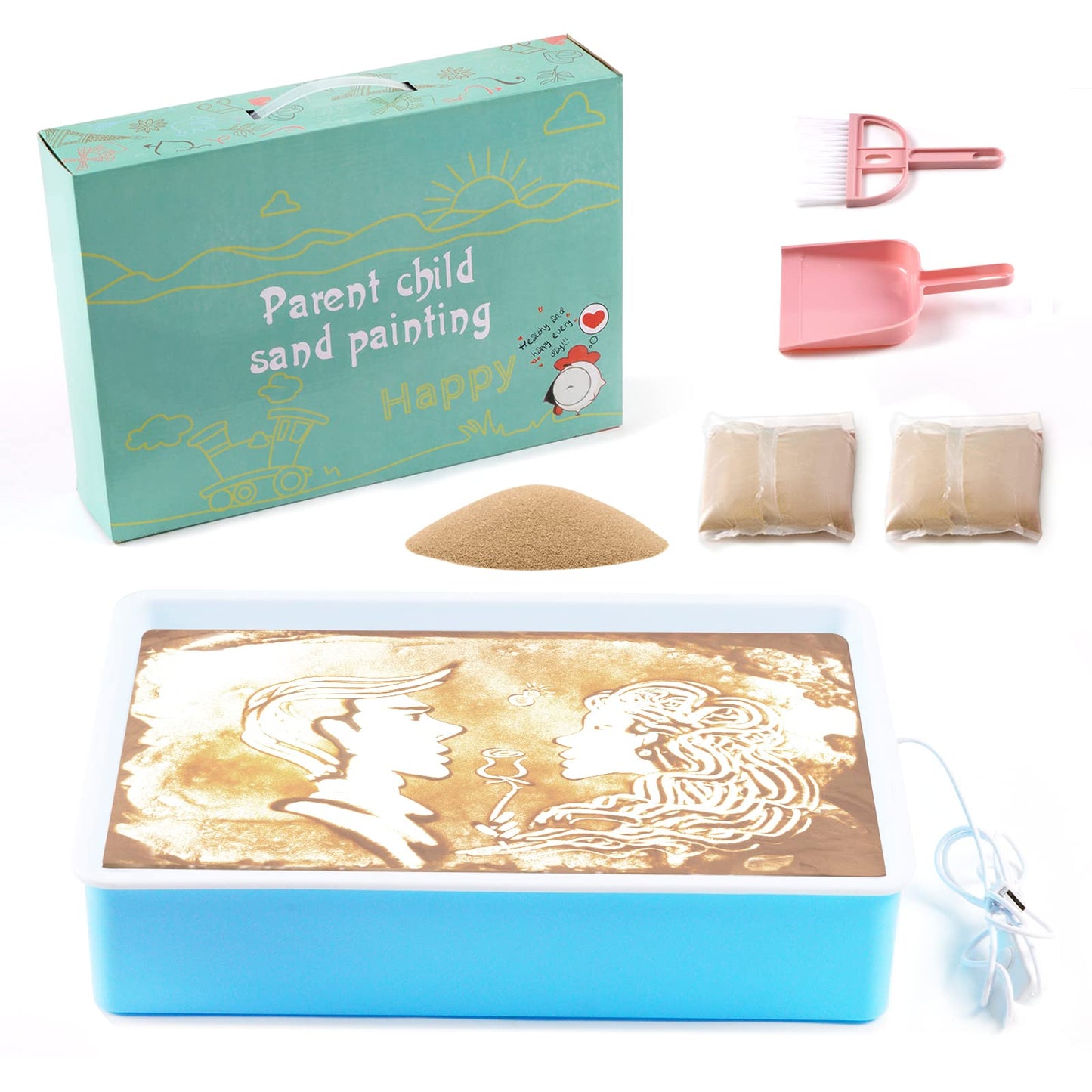 Odoorgames Sand Painting Light Box - Adjustable Brightness, 16" Plastic, Blue