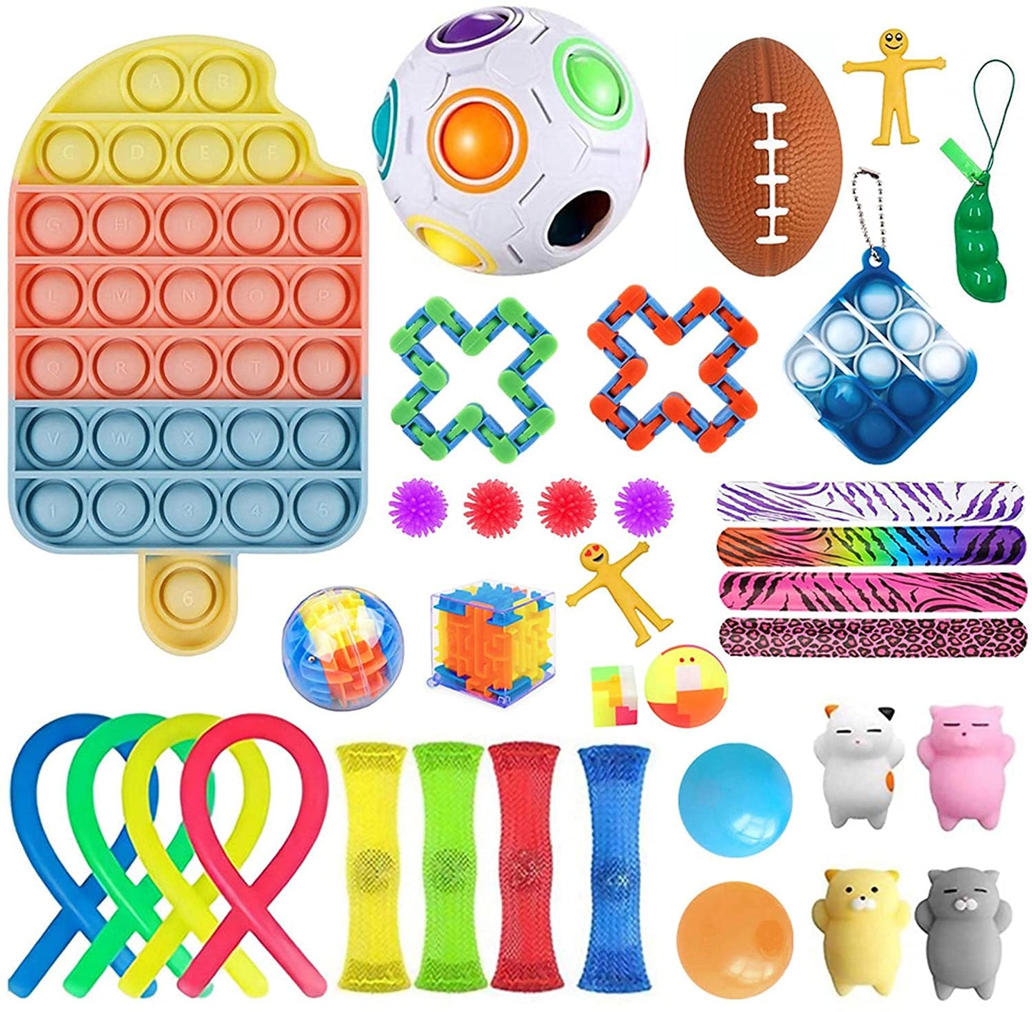 Ahsado 35 Pack Sensory Toys Set, Pack Toys Sensory Relieves Stress Anxiety Pop Toy For Kids And Adults Special Xmas Gift Birthda