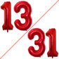 Goer Number 13 Balloons For 13Th Birthday Sweet 13 Party Decorations,42 Inch Jumbo Foil Helium 31 Balloons For 31St Birthday Party Decoration (Red)