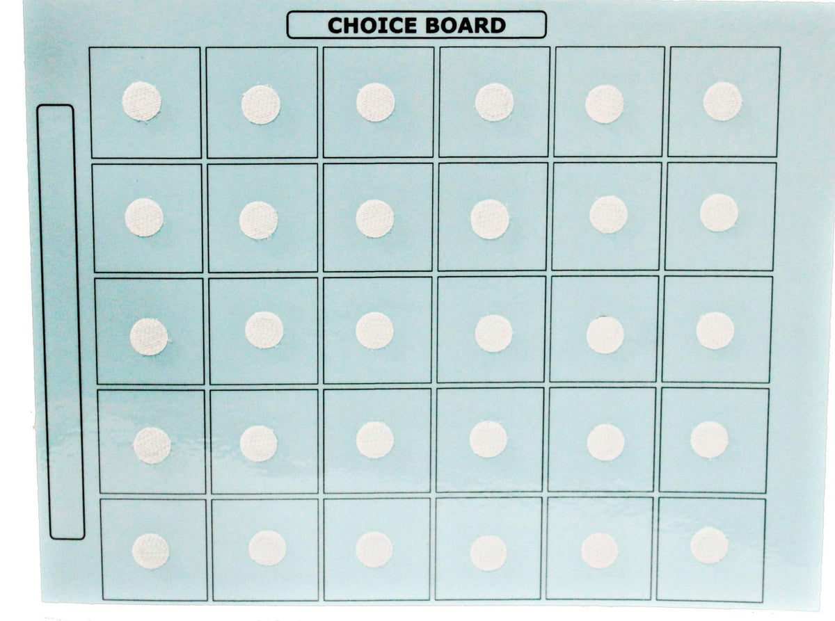 Smile4Autsim Visual Activity Choice Laminated Board With 30 1/2 Hook Coin Great For Loose Pcs Flash Cards. (Blue, 8X11 Sheet (