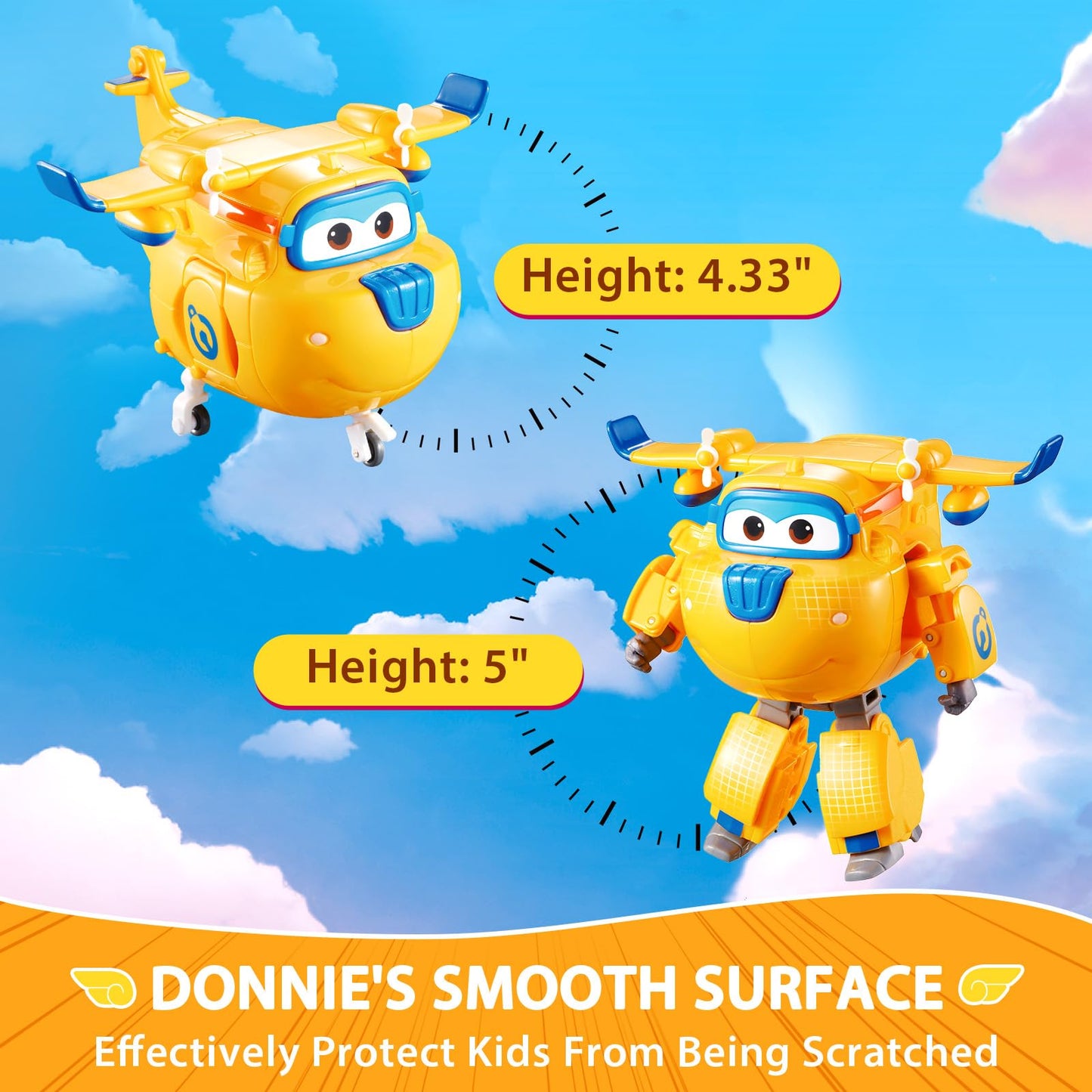 Super Wings Transformer Toys, 5 In Donnie Airplane Transformer Figures Toys, 2 In 1 Mode Rescue Bots Action Figure Toys For 3-5 Year Old Boys Girls, Fun Plane Toys For Toddlers Kids Age 3 4 5 6 7