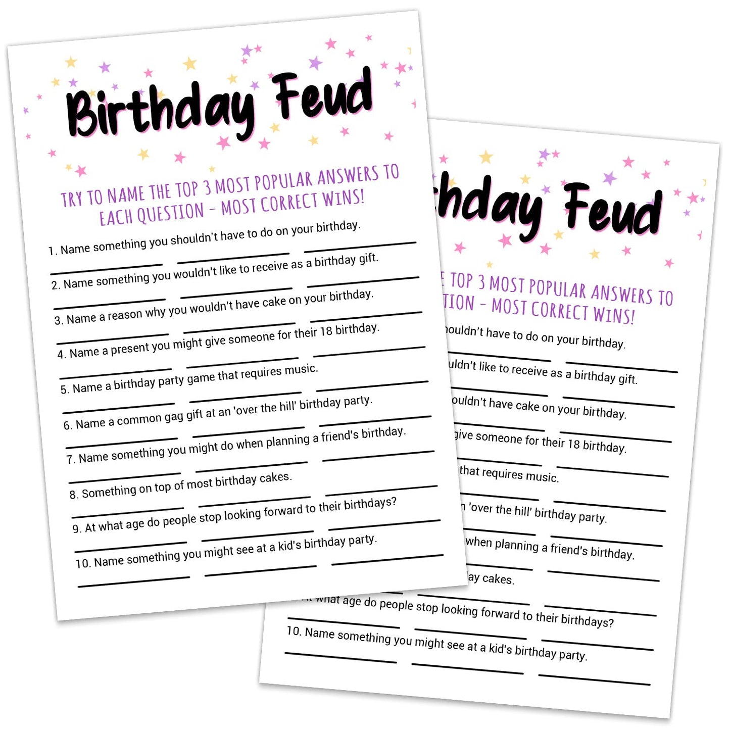 mature-themed Birthday Party Game  Birthday Feud Birthday Game Cards  mature-themed Birthday Party Game  Fun Novelty Cards for Birthday  Birthday Party Supplies Game Idea  5 * 7 inches