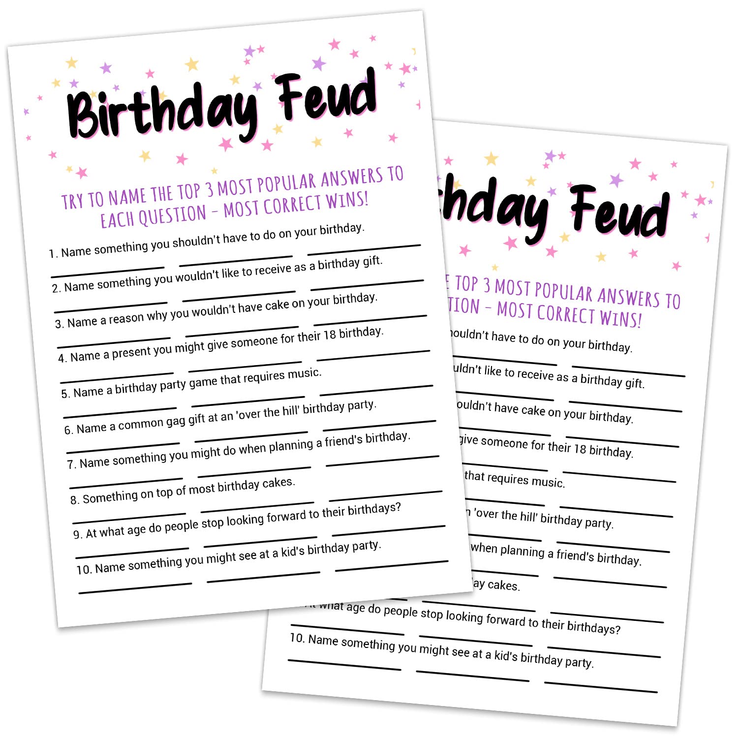 mature-themed Birthday Party Game  Birthday Feud Birthday Game Cards  mature-themed Birthday Party Game  Fun Novelty Cards for Birthday  Birthday Party Supplies Game Idea  5 * 7 inches
