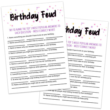 mature-themed Birthday Party Game  Birthday Feud Birthday Game Cards  mature-themed Birthday Party Game  Fun Novelty Cards for Birthday  Birthday Party Supplies Game Idea  5 * 7 inches