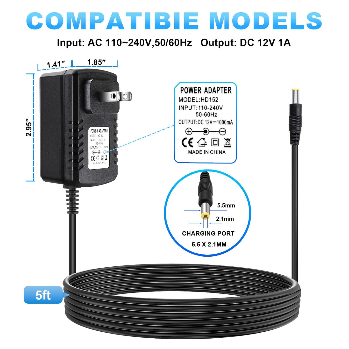 12V Charger for Kids Ride On Car Toys 12 Volt Battery Charger Best Choice Products for Wrangler SUV Kid Trax Dynacraft Toy Car M
