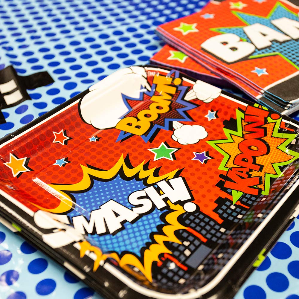 Blue Orchards Superhero Cityscape Table Covers (Pack of 3) 108x54 XL - Superhero Table Cloth for Parties, Birthday Party Supplie