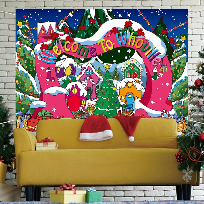 Welcome To Whoville Backdrop Winter Christmas Village Photography Background For Kids First Birthday Baby Shower Happy New Year