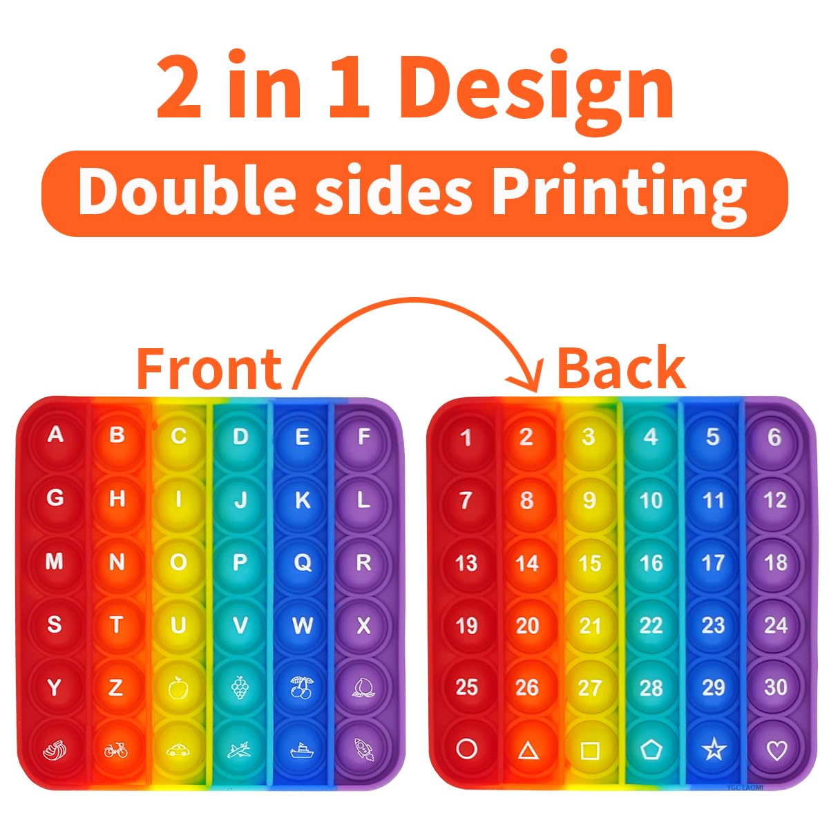 Ygc Laomi Fidget Games Learning Toy - 26 Letters & 1-30 Numbers & Motifs 2 In 1 Children'S Educational, Stress Relief, Autism Se