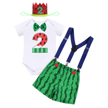 Melon 2Nd Birthday Outfit For Toddler Boys Baby Cake Smash One In A Melon Bowtie Romper Bloomers Fall Clothes Suspenders Headban