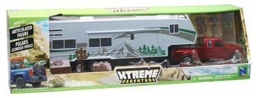 NewRay Toys Die Cast Pick Up Truck with Camper Trailer and Accessories