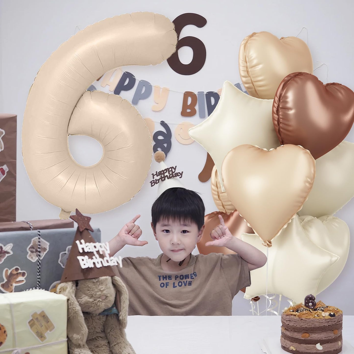 Nude 2 Balloons Set, 40 Inch Retro Apricot Foil Number 2 Balloon Boho Decor, Neutral Heart Balloon Brown Tan Star Helium Heart B