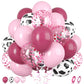 Paready Cow Balloons, 30Pcs Pink Cow Balloons 12 Inch Pink Confetti And Cow Print Balloons Hot Pink And Light Pink Latex Balloon