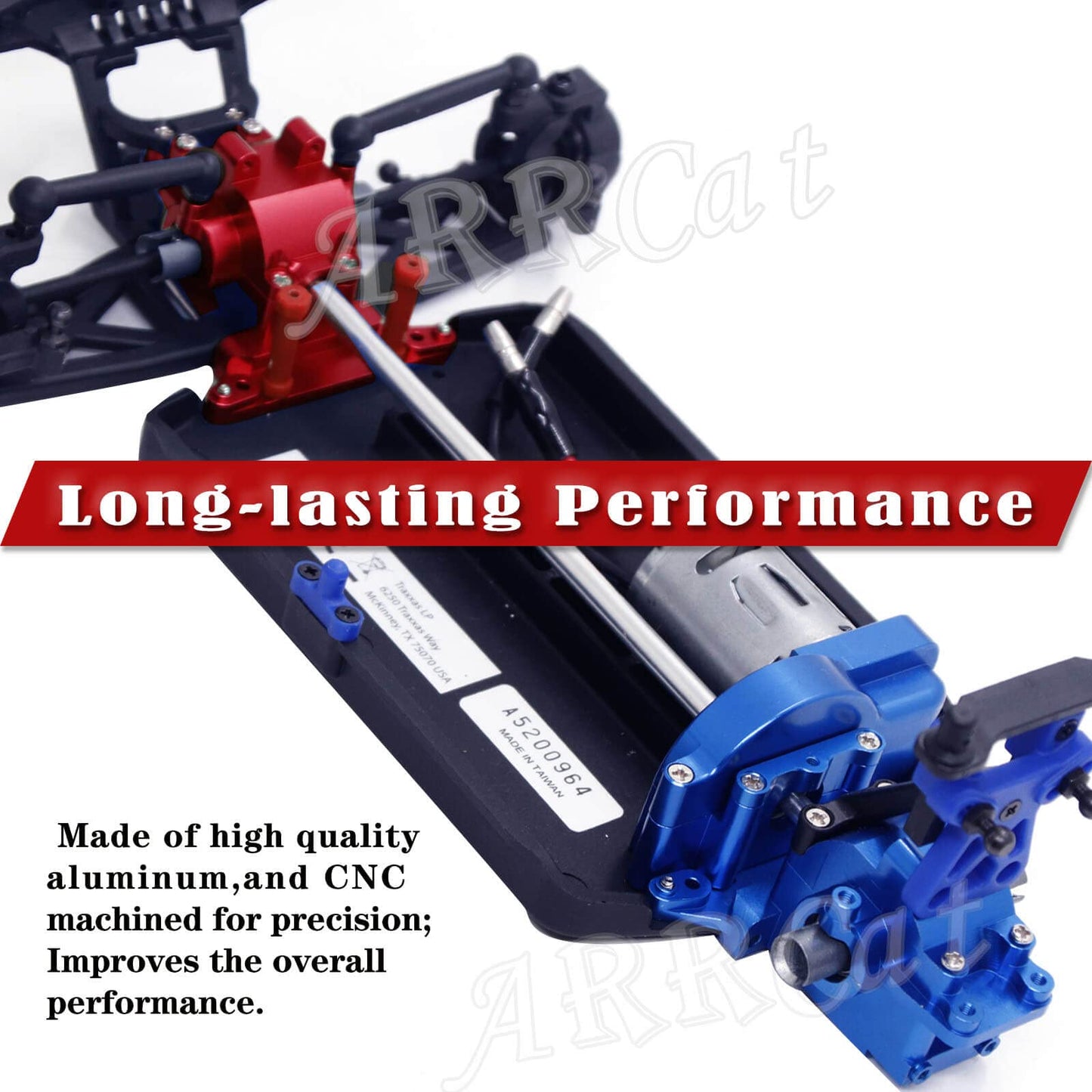 ARRCat Alloy Gearbox Housing Motor Plate Upgrades Part for 1/18 LaTrax Teton Desert Prerunner,Replace #7590 (Red)