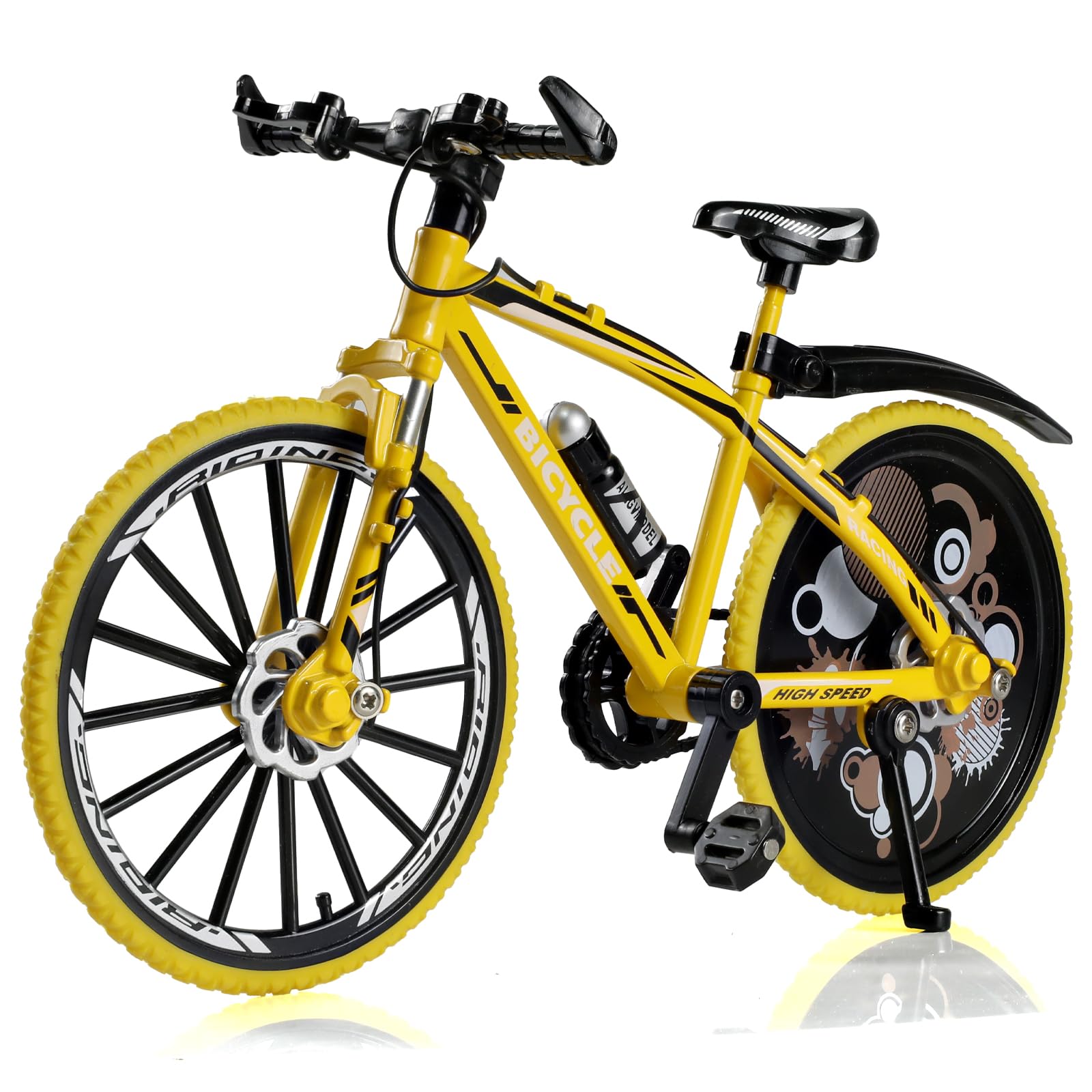 Risopen 1:8 Scale Die-Cast Alloy Mini Road Bike Bicycle Model Toy Finger BMX Toy Desktop Decoration Crafts for Cycling Lovers (Yellow)